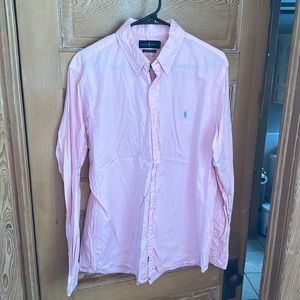 Pink Ralph Lauren polo feather weight twill button up